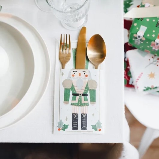 6 Cutlery Napkins Nutcracker, 10x20 cm